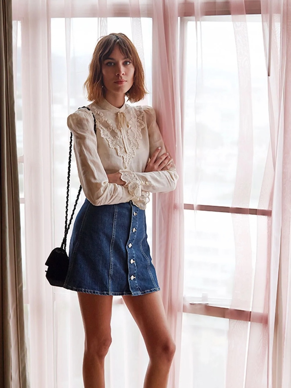 Alexa Chung for AG A Line Denim Mini Skirt